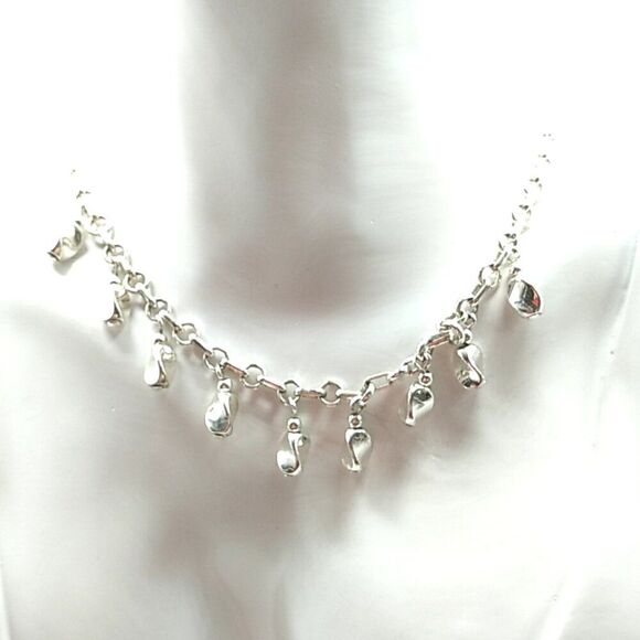 Twisted Teardrop Silver-tone Charm Necklace - Picture 2 of 14